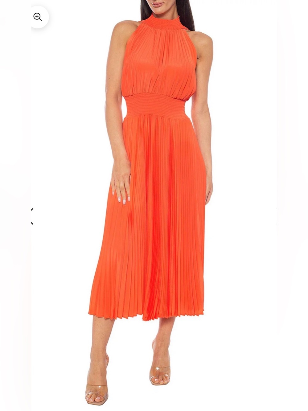 Marina Womens  Pleated Midi Dress Orange Size 10 NWT